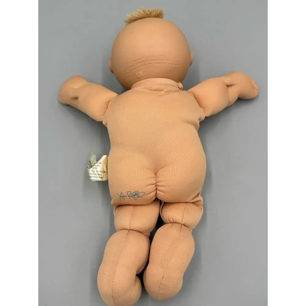 Vintage Caleco Cabbage Patch Kid Baby Doll Blonde Hair Tuft Blue Eyes